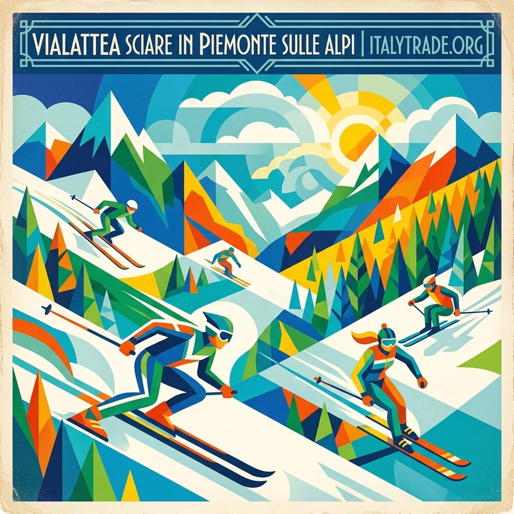 Vialattea skiing in Piedmont in the Alps
